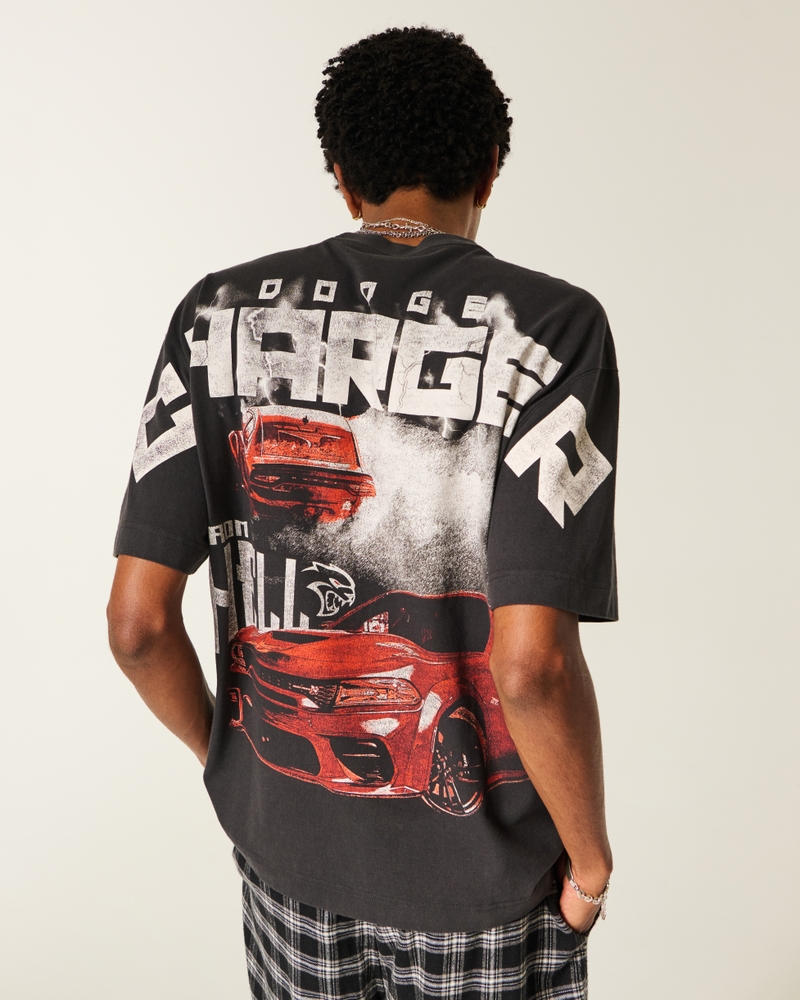 maglietta pesante con grafica dodge charger hellcat vestibilità quadrata