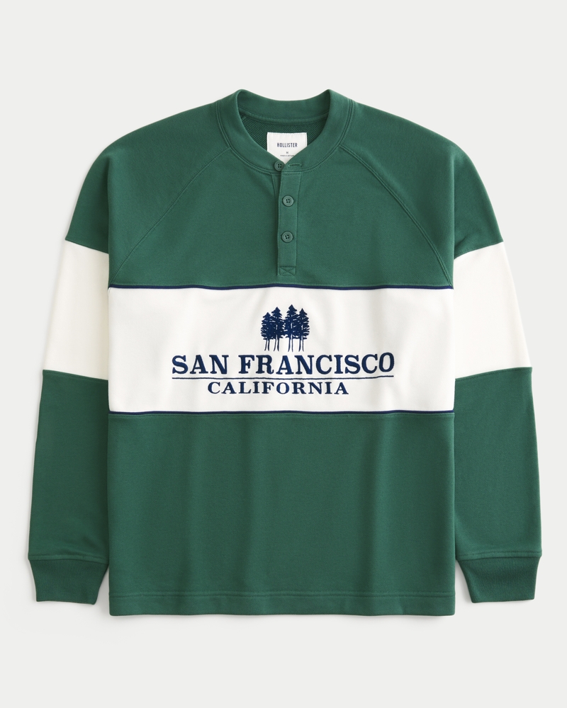 maglia con colletto henley in pile con motivo colorado