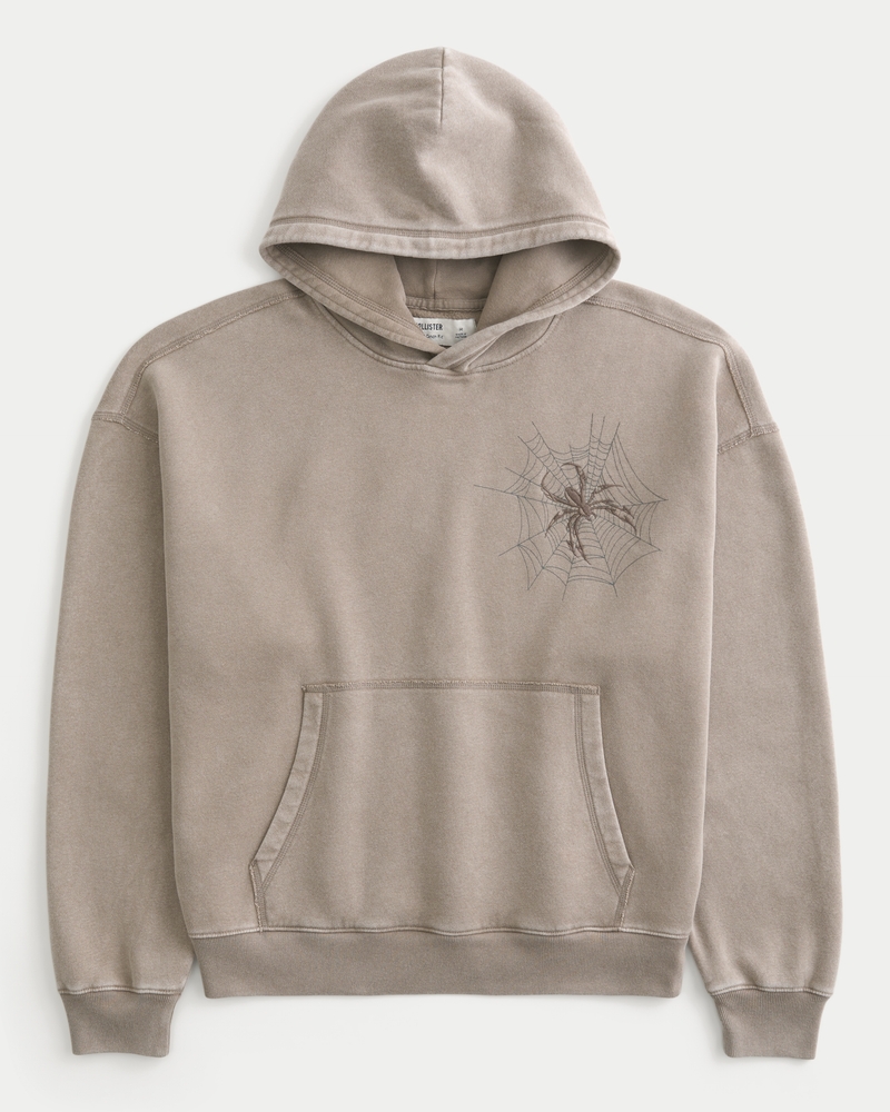 felpa con cappuccio e coulisse in stile borsa con motivo a ragno