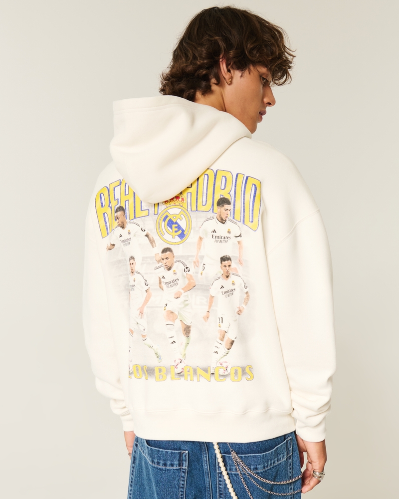 felpa con cappuccio grafica del real madrid football club