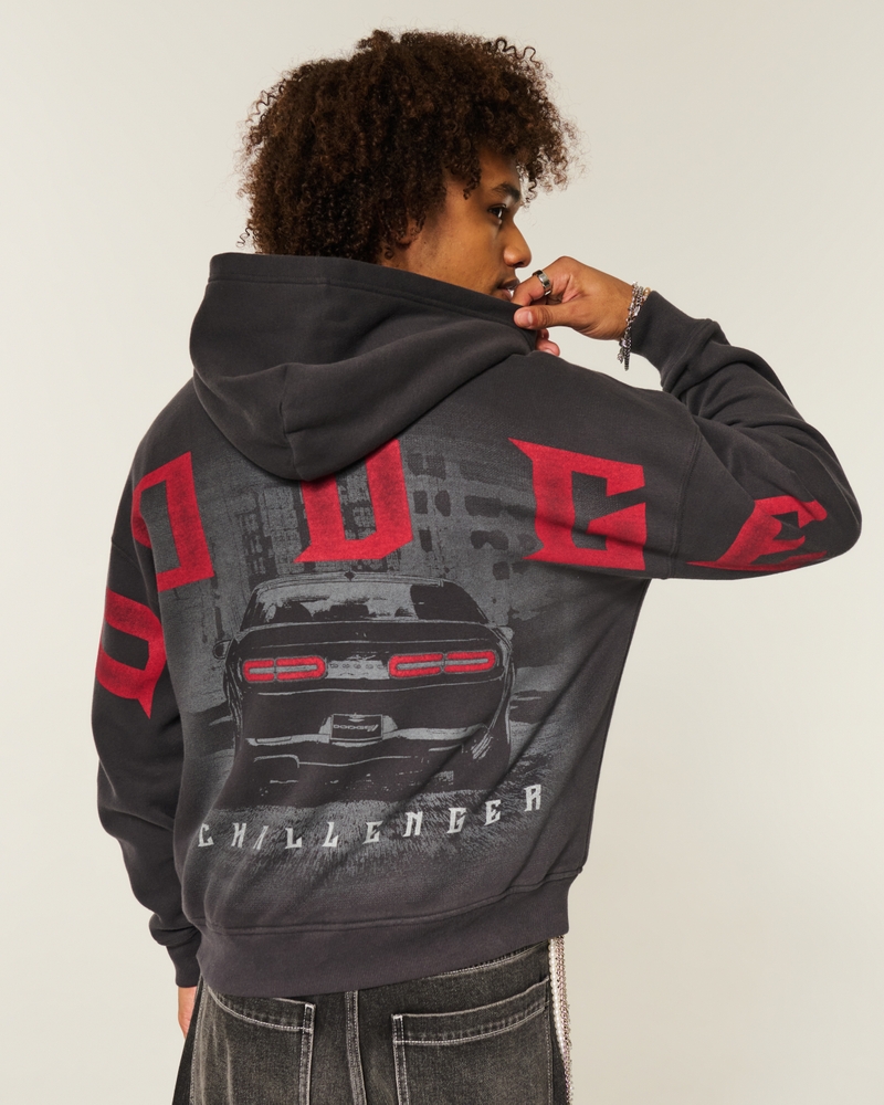 felpa con cappuccio e cerniera quadrata con motivo dodge demon