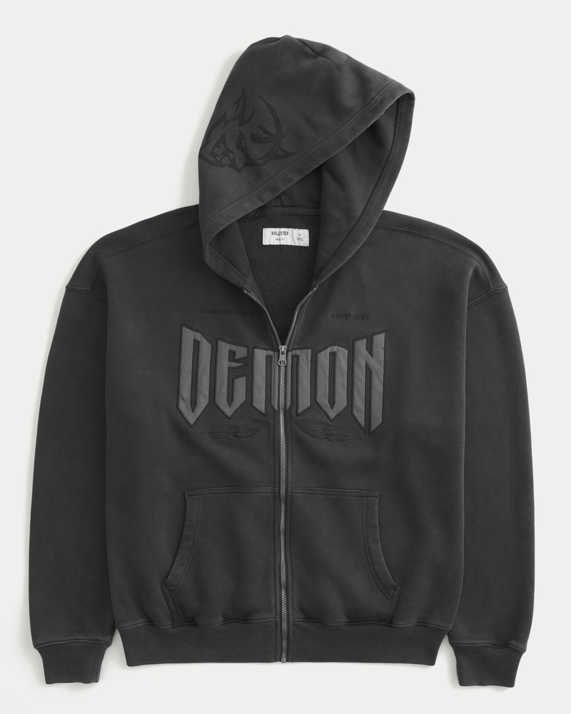 felpa con cappuccio e cerniera quadrata con motivo dodge demon