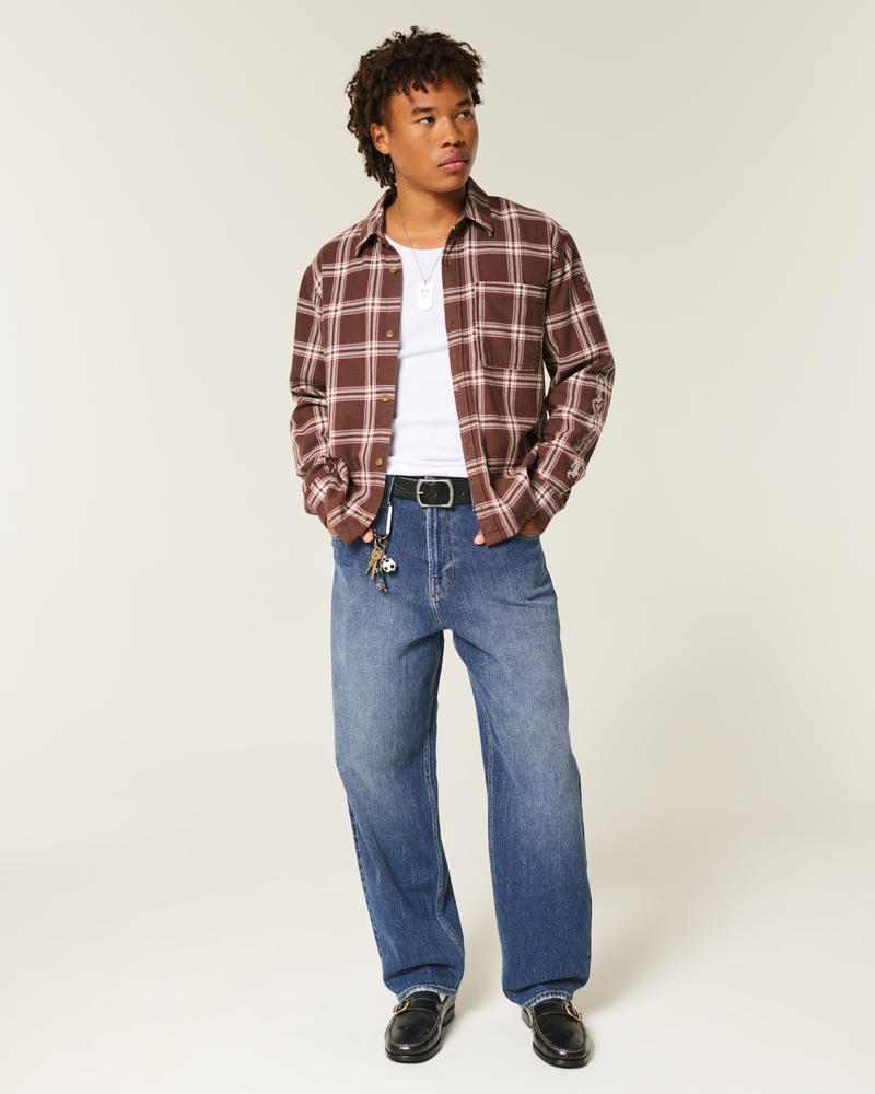 jeans sformati in stile skateboard con motivo a clown da poker nero lavato