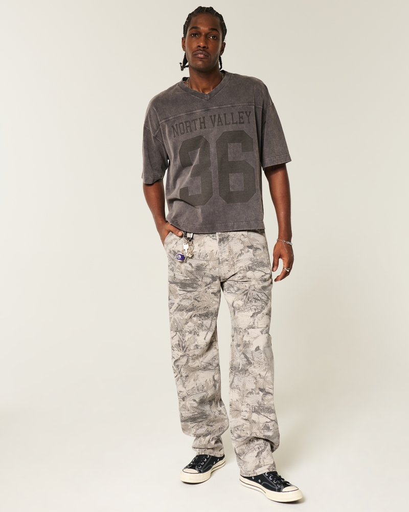 jeans sformati in stile skateboard con motivo a clown da poker nero lavato