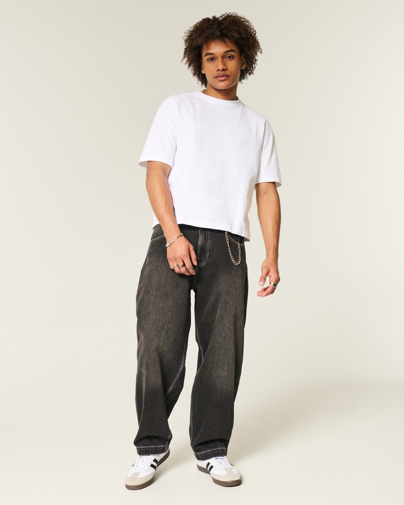 jeans sformati in stile skateboard con motivo a clown da poker nero lavato