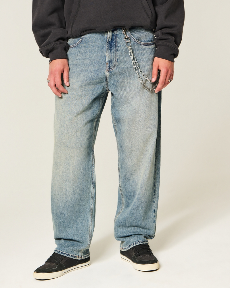 jeans sformati in stile skateboard con motivo a clown da poker nero lavato
