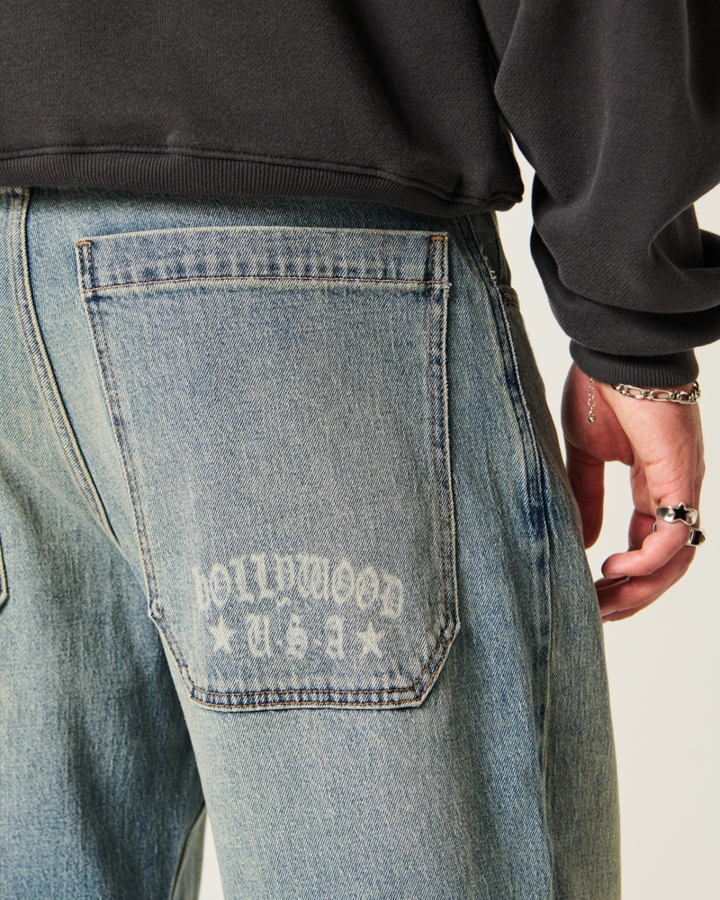 jeans sformati in stile skateboard con motivo a clown da poker nero lavato