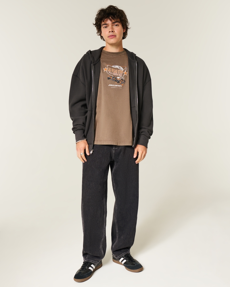 jeans sformati in stile skateboard con motivo a clown da poker nero lavato