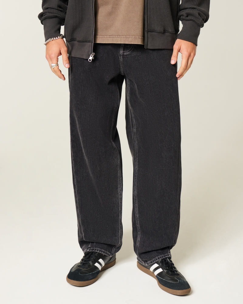 jeans sformati in stile skateboard con motivo a clown da poker nero lavato