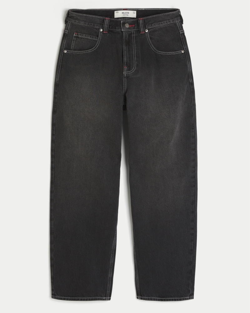 jeans sformati in stile skateboard con motivo a clown da poker nero lavato