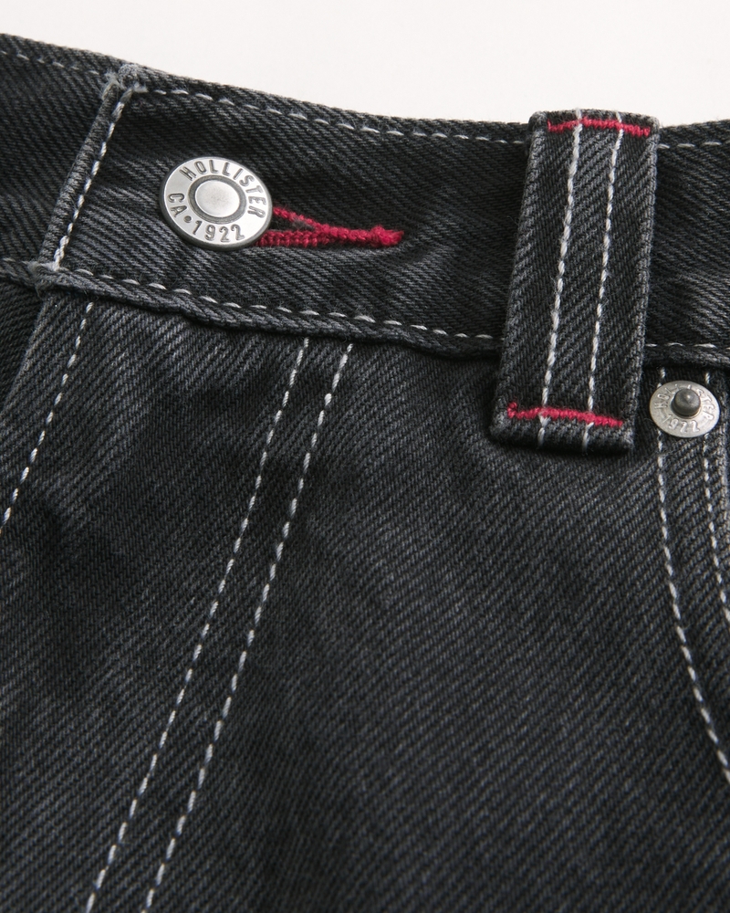 jeans sformati in stile skateboard con motivo a clown da poker nero lavato