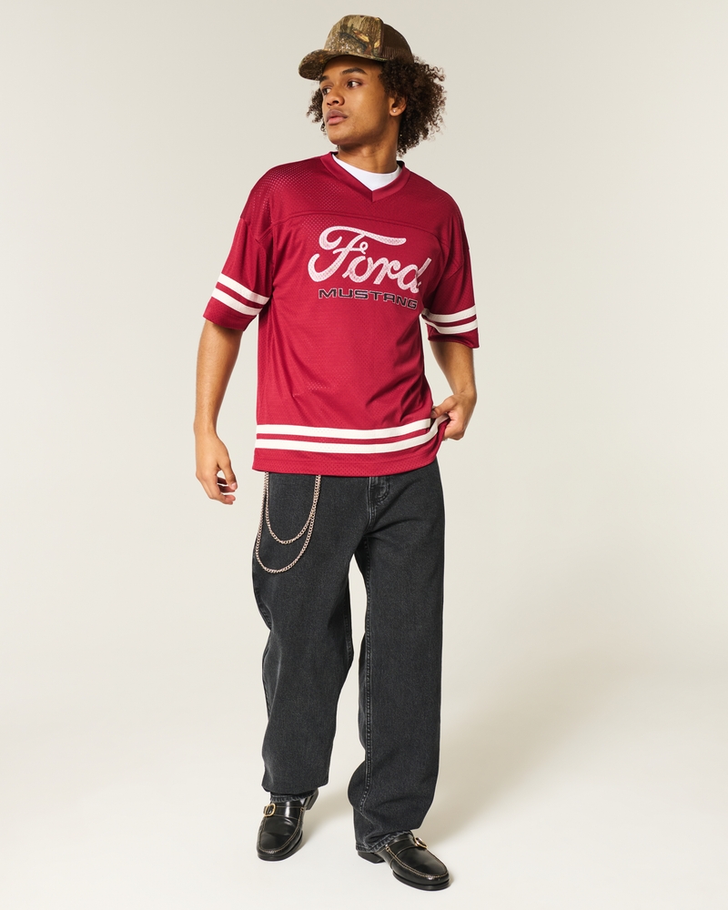 jeans sformati in stile skateboard con motivo a clown da poker nero lavato