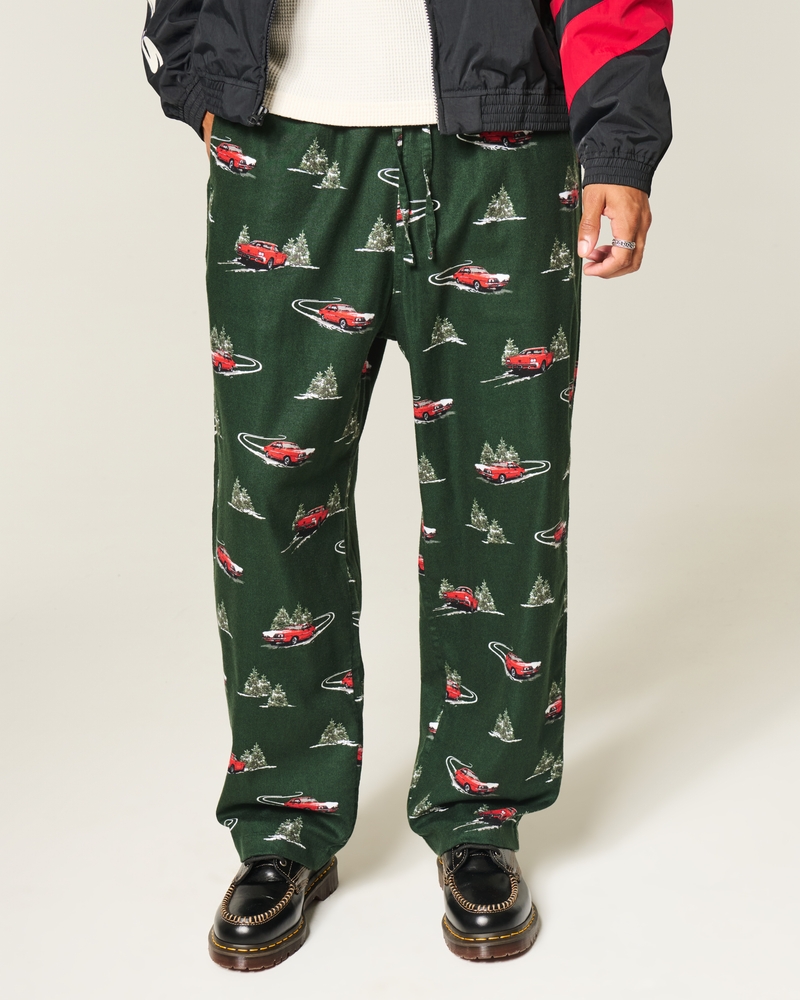 pantaloni lunghi del pigiama in flanella con motivo a macchina
