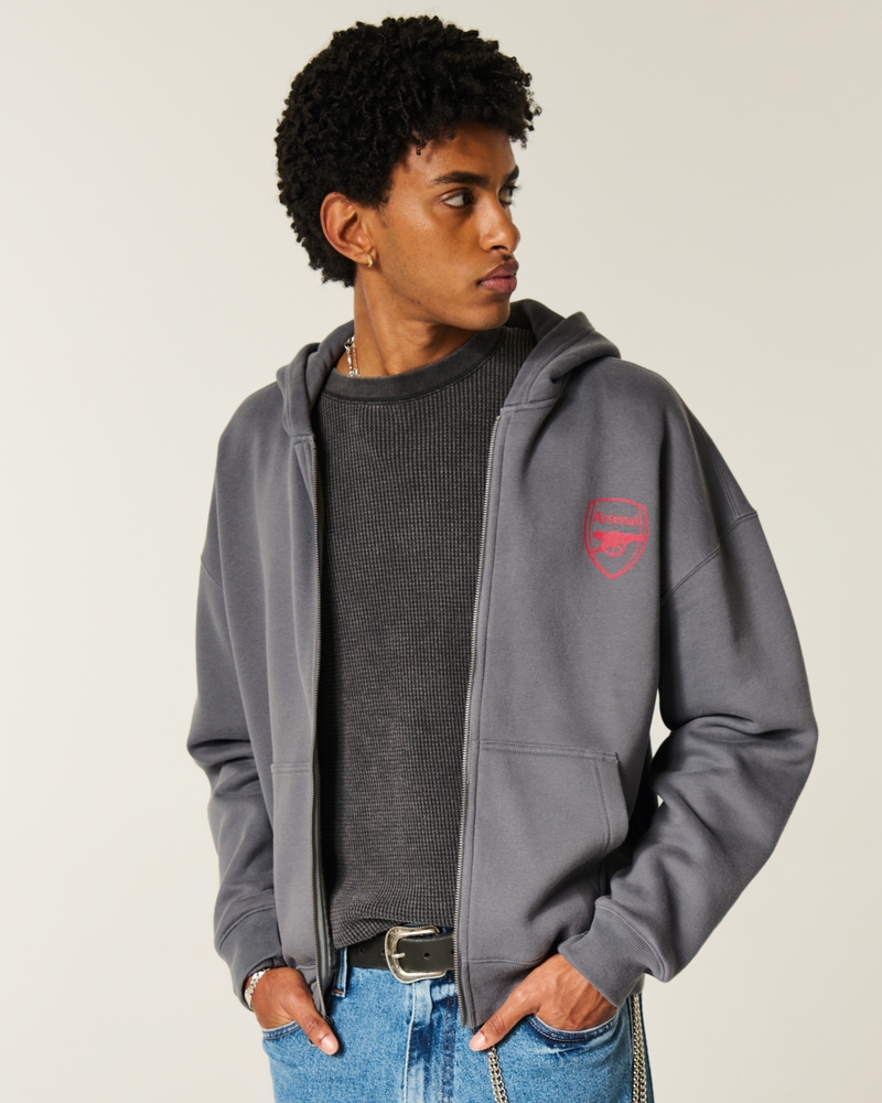 felpa con cappuccio squadrata con logo dellarsenal football club