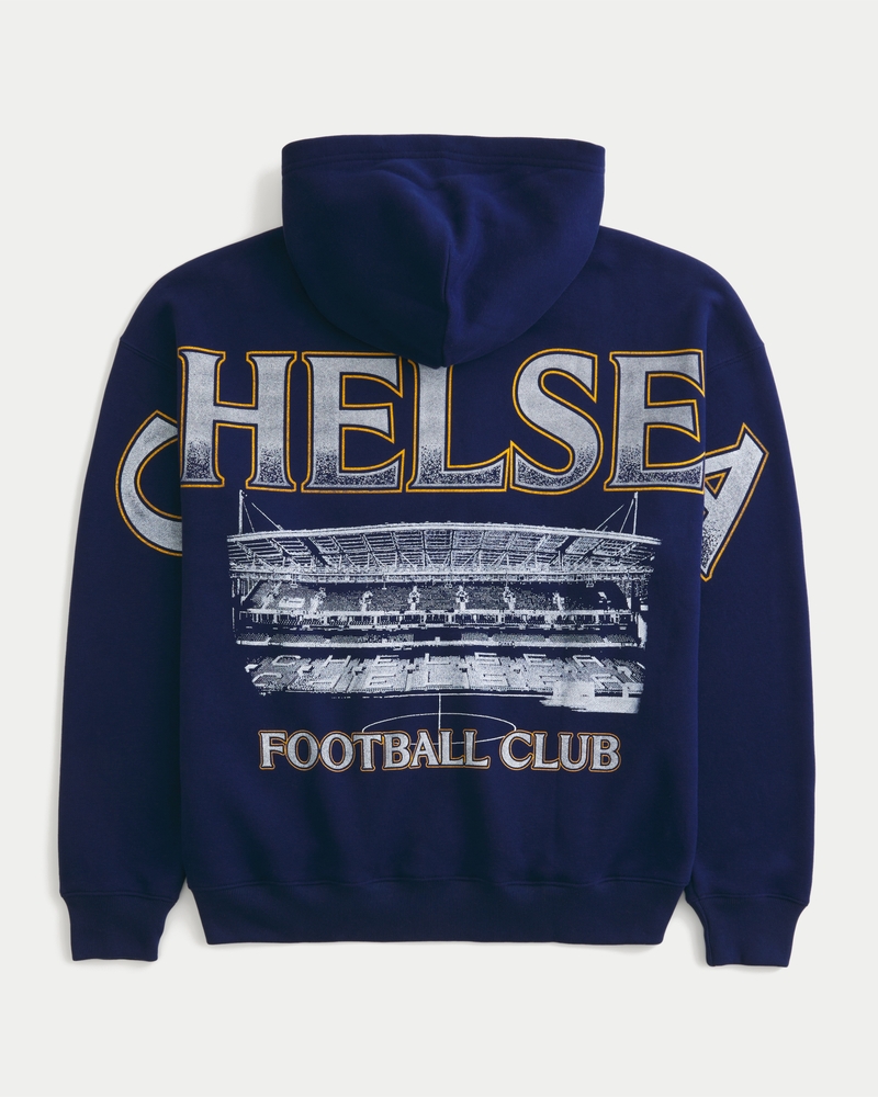felpa con cappuccio e cerniera grafica del chelsea football club