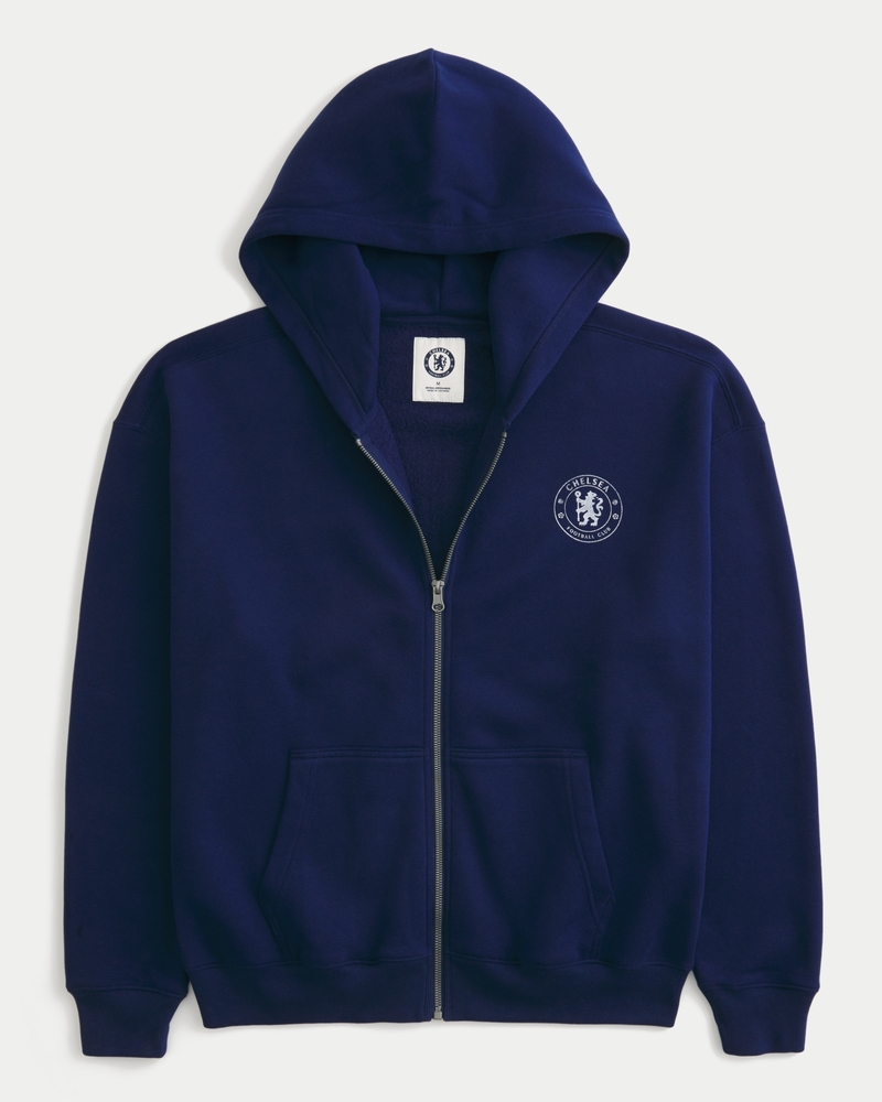 felpa con cappuccio e cerniera grafica del chelsea football club