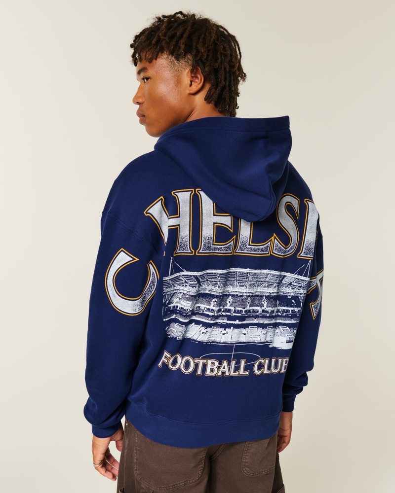 felpa con cappuccio e cerniera grafica del chelsea football club