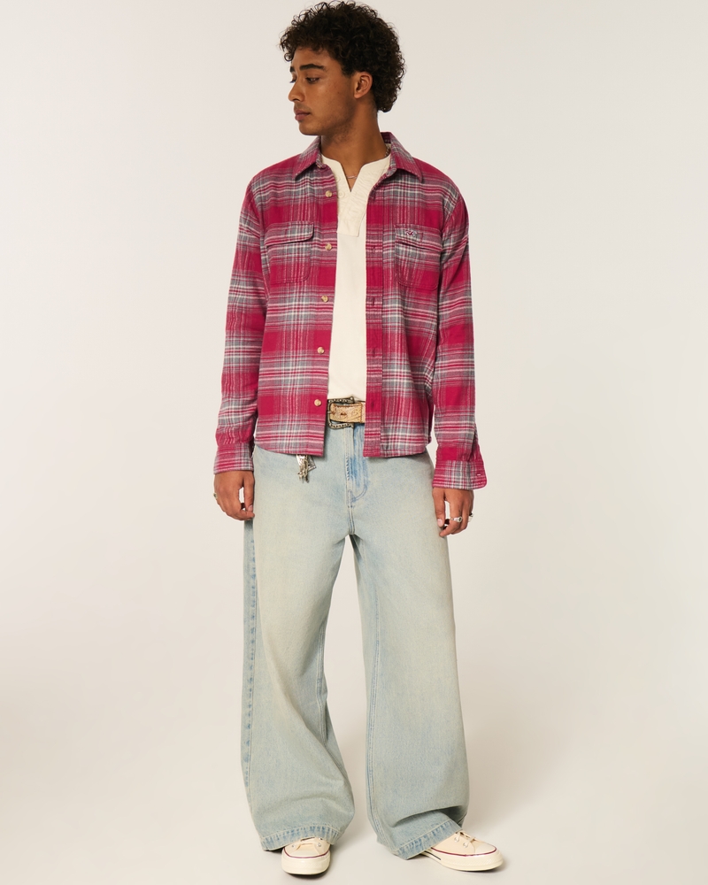camicia con motivo in flanella
