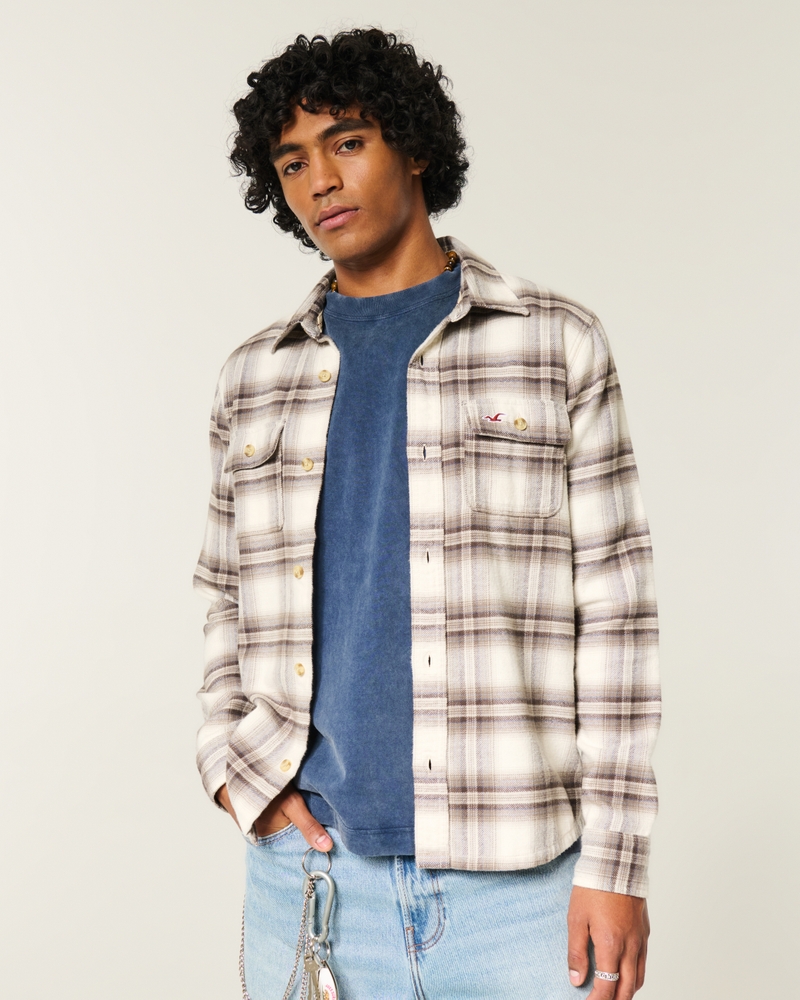 camicia con motivo in flanella
