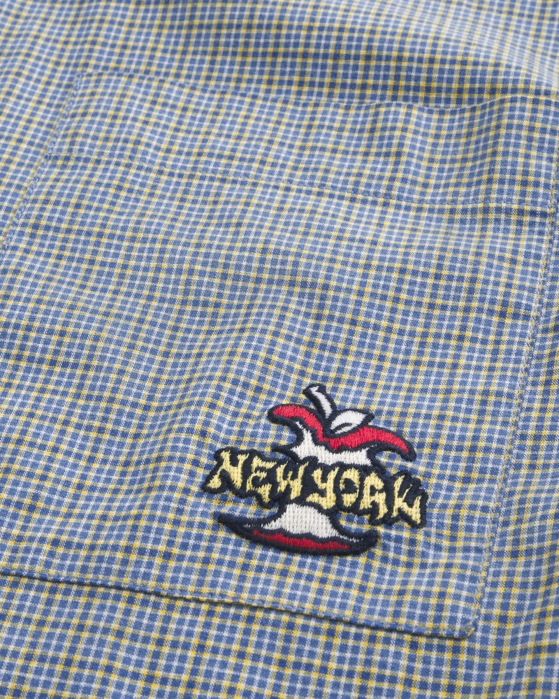 camicia a maniche corte dal taglio quadrato con motivo a carte da gioco