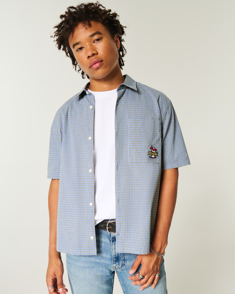 camicia a maniche corte dal taglio quadrato con motivo a carte da gioco