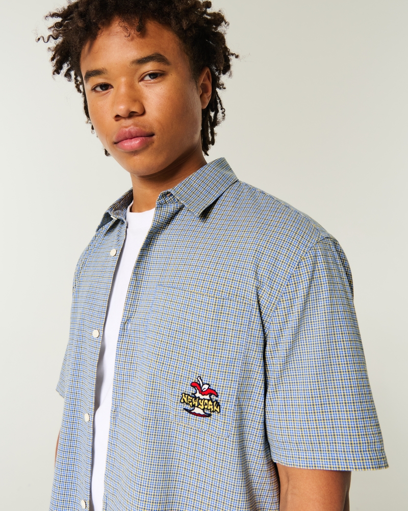 camicia a maniche corte dal taglio quadrato con motivo a carte da gioco