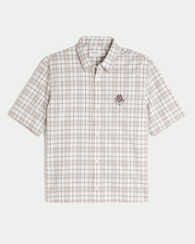 camicia a maniche corte dal taglio quadrato con motivo a carte da gioco