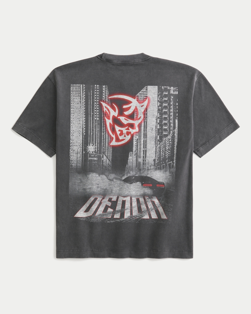 maglietta pesante con grafica dodge demon dalla vestibilità quadrata