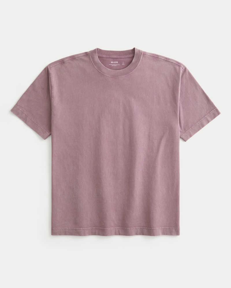 t-shirt girocollo in cotone lavato resistente e dalla vestibilità quadrata