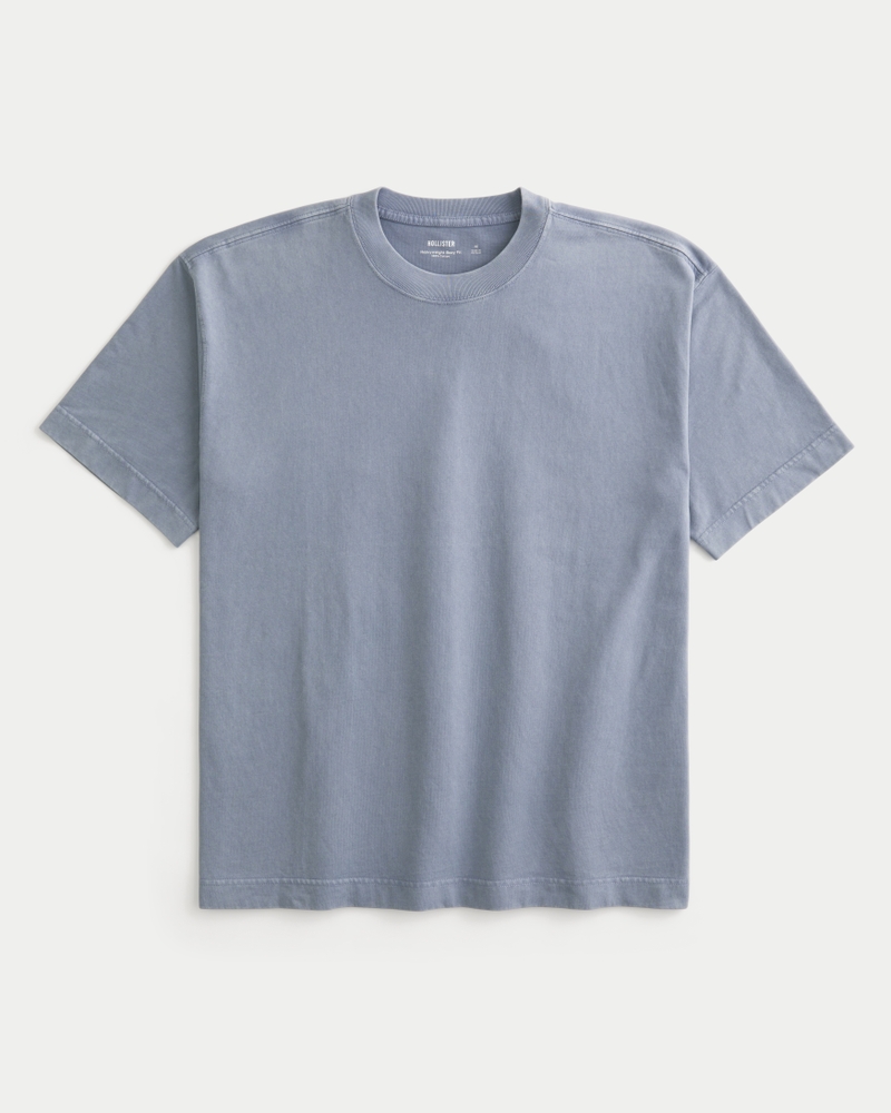 t-shirt girocollo in cotone lavato resistente e dalla vestibilità quadrata