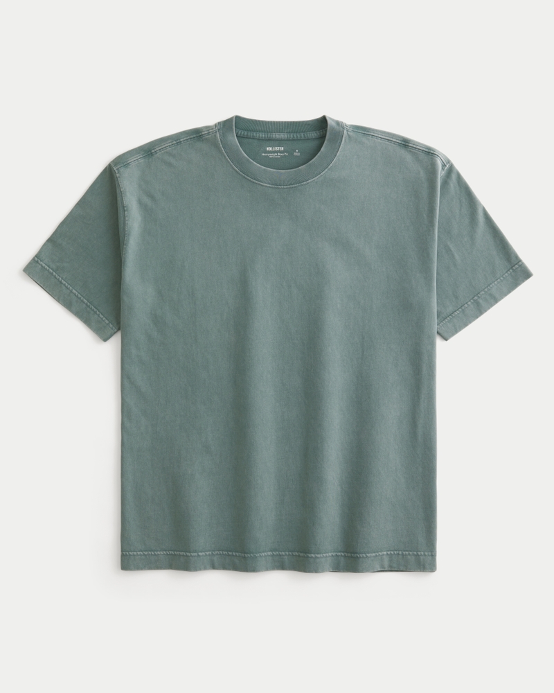 t-shirt girocollo in cotone lavato ad alta pesantezza vestibilità quadrata