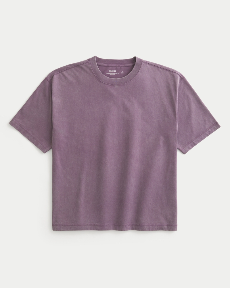 t-shirt girocollo lavata resistente corta e dal taglio squadrato