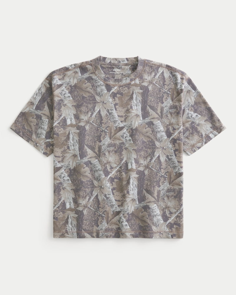 t-shirt girocollo lavata resistente corta e dal taglio squadrato