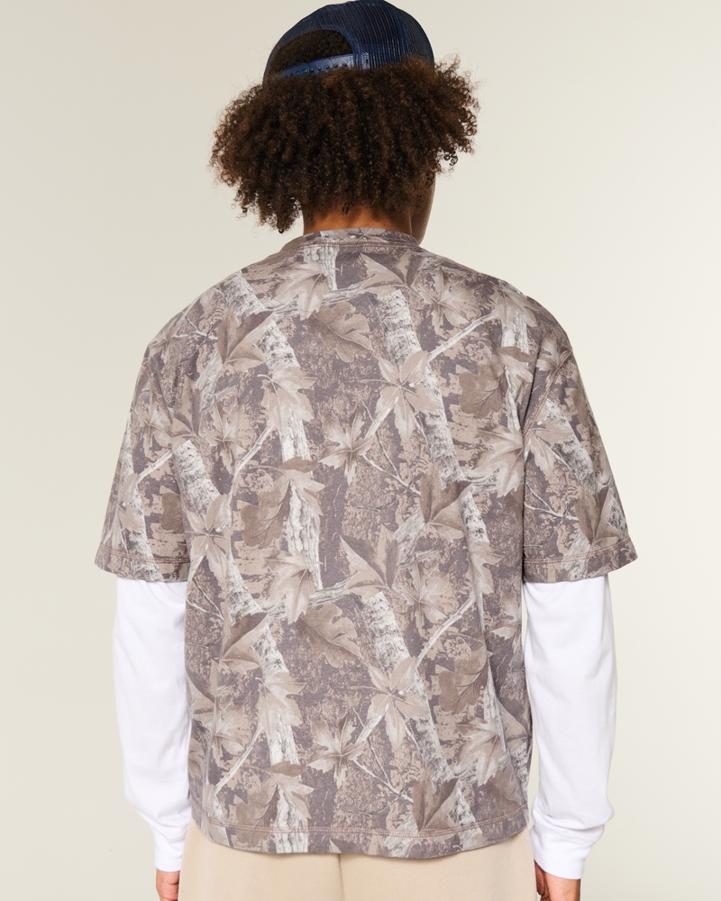 t-shirt girocollo lavata resistente corta e dal taglio squadrato