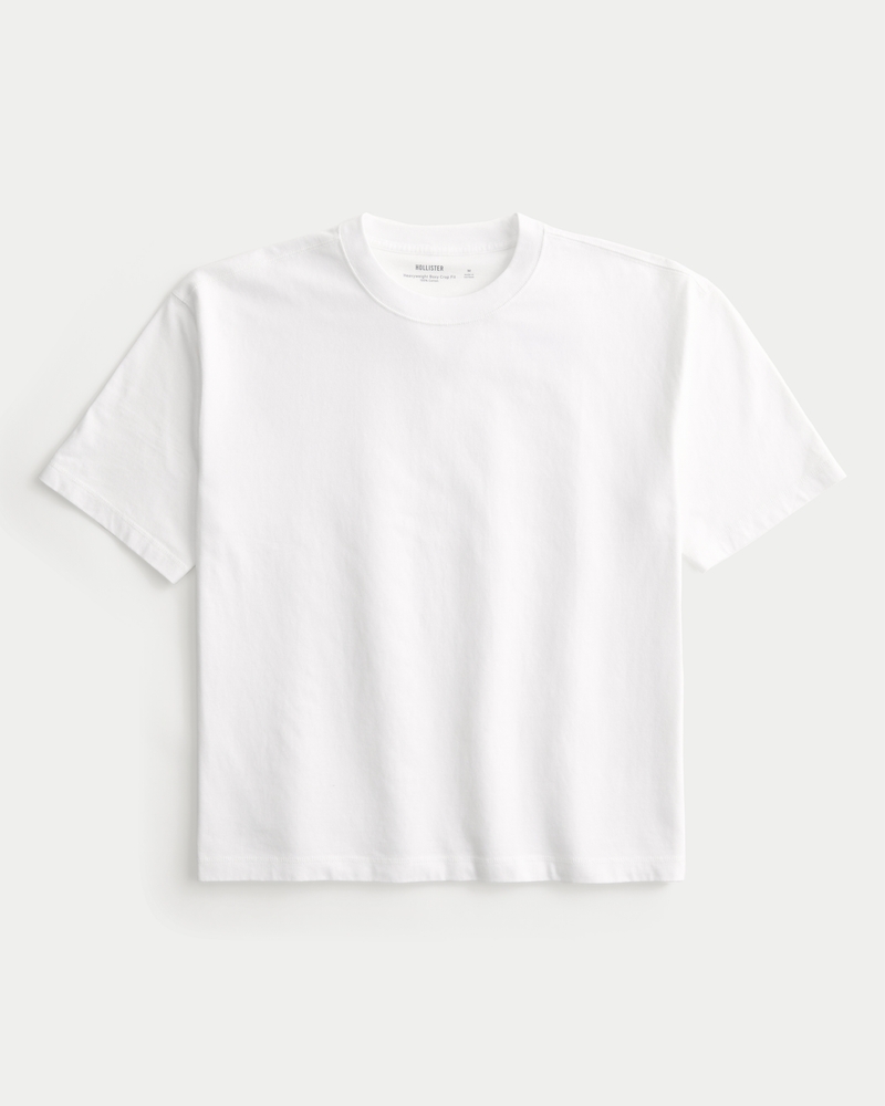 t-shirt girocollo lavata resistente corta e dal taglio squadrato