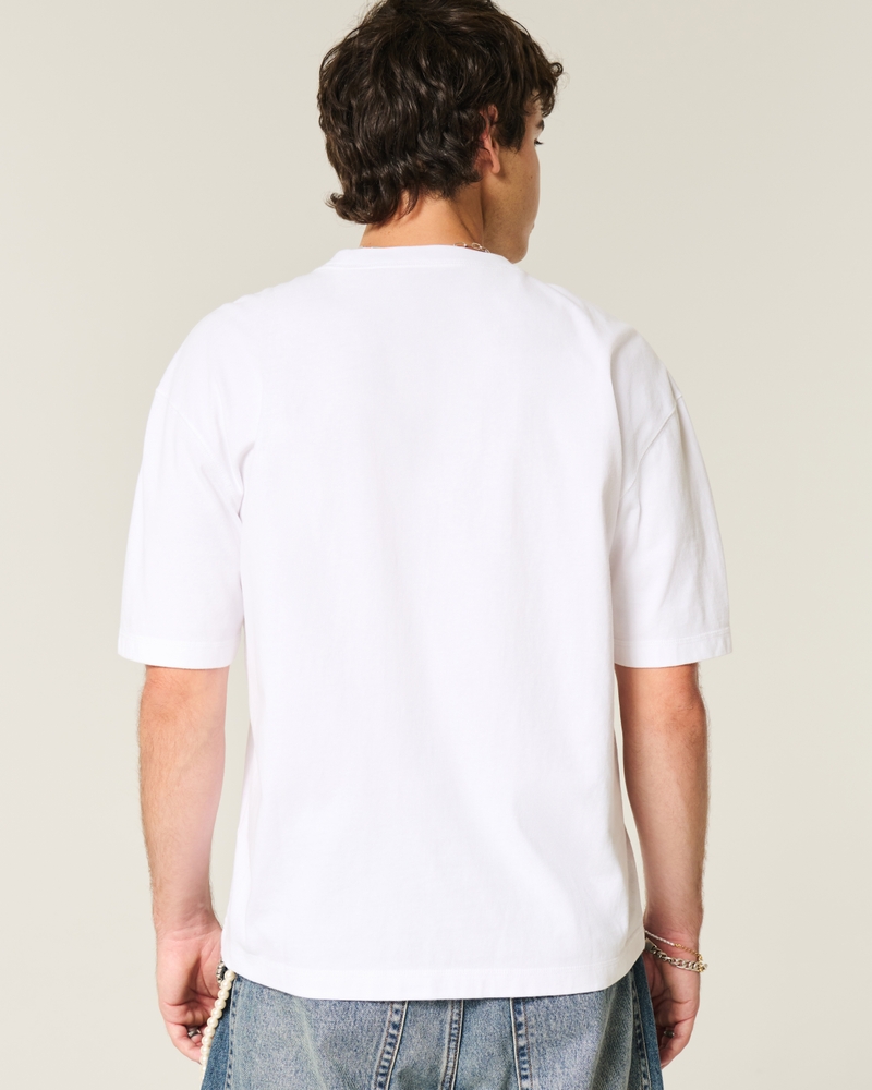 t-shirt girocollo lavata resistente corta e dal taglio squadrato