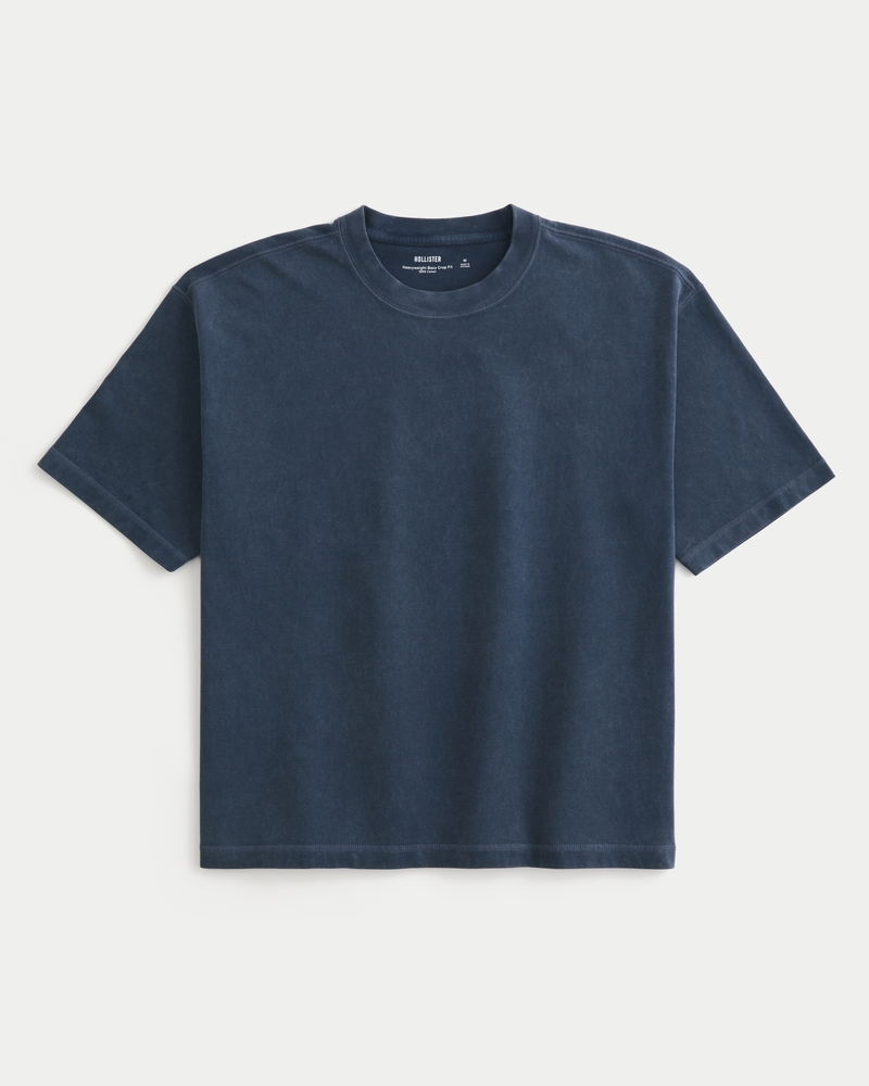 t-shirt girocollo lavata resistente corta e dal taglio squadrato