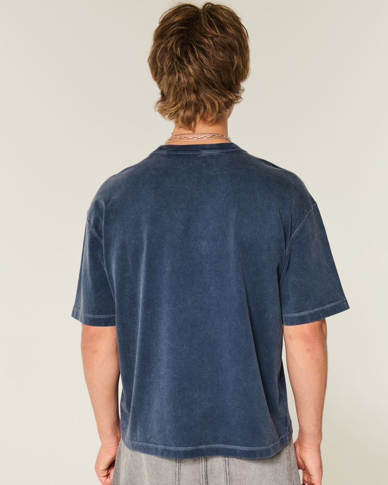 t-shirt girocollo lavata resistente corta e dal taglio squadrato