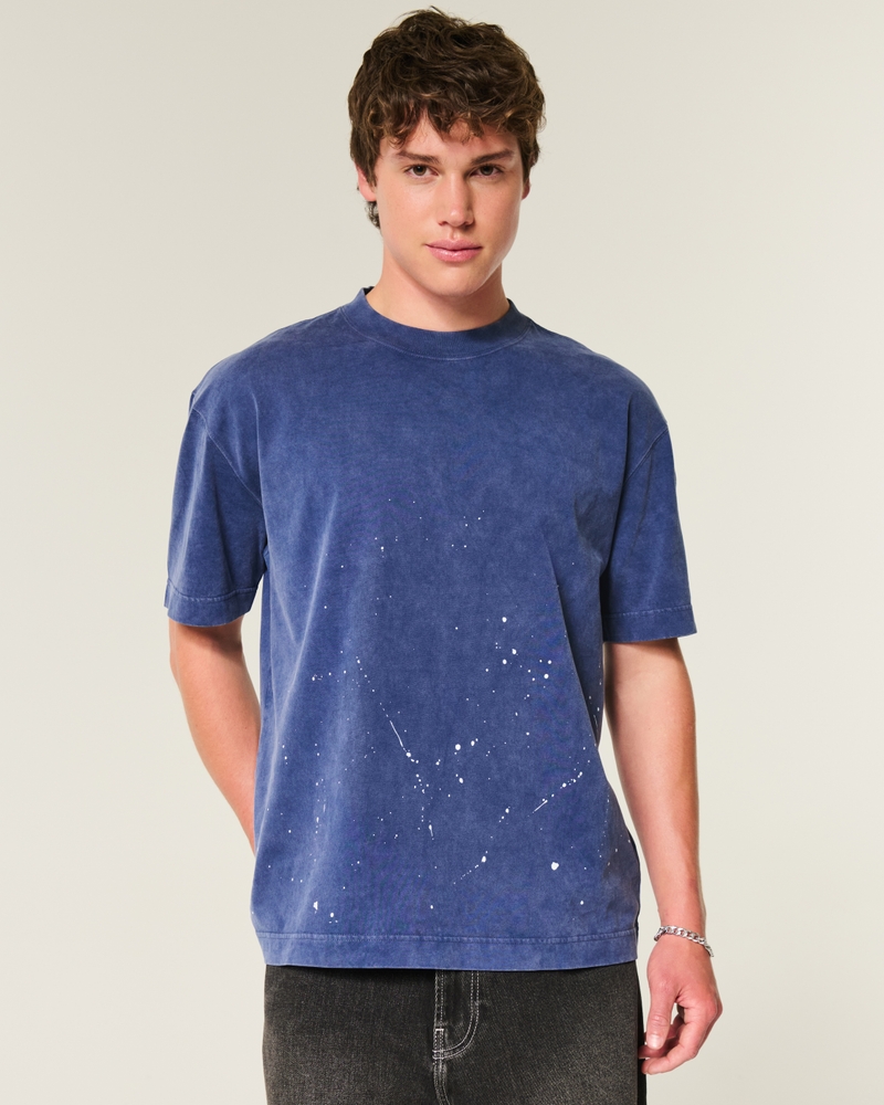 t-shirt girocollo in cotone lavato resistente e dalla vestibilità quadrata