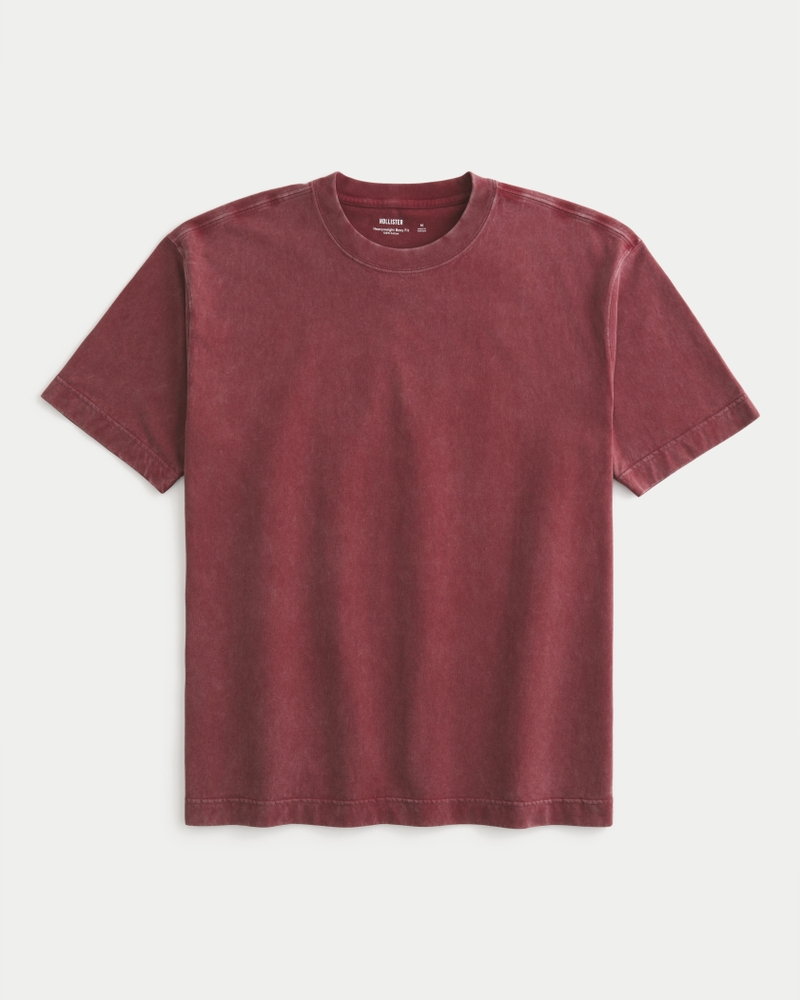 t-shirt girocollo in cotone lavato resistente e dalla vestibilità quadrata