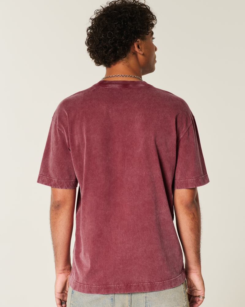 t-shirt girocollo in cotone lavato resistente e dalla vestibilità quadrata
