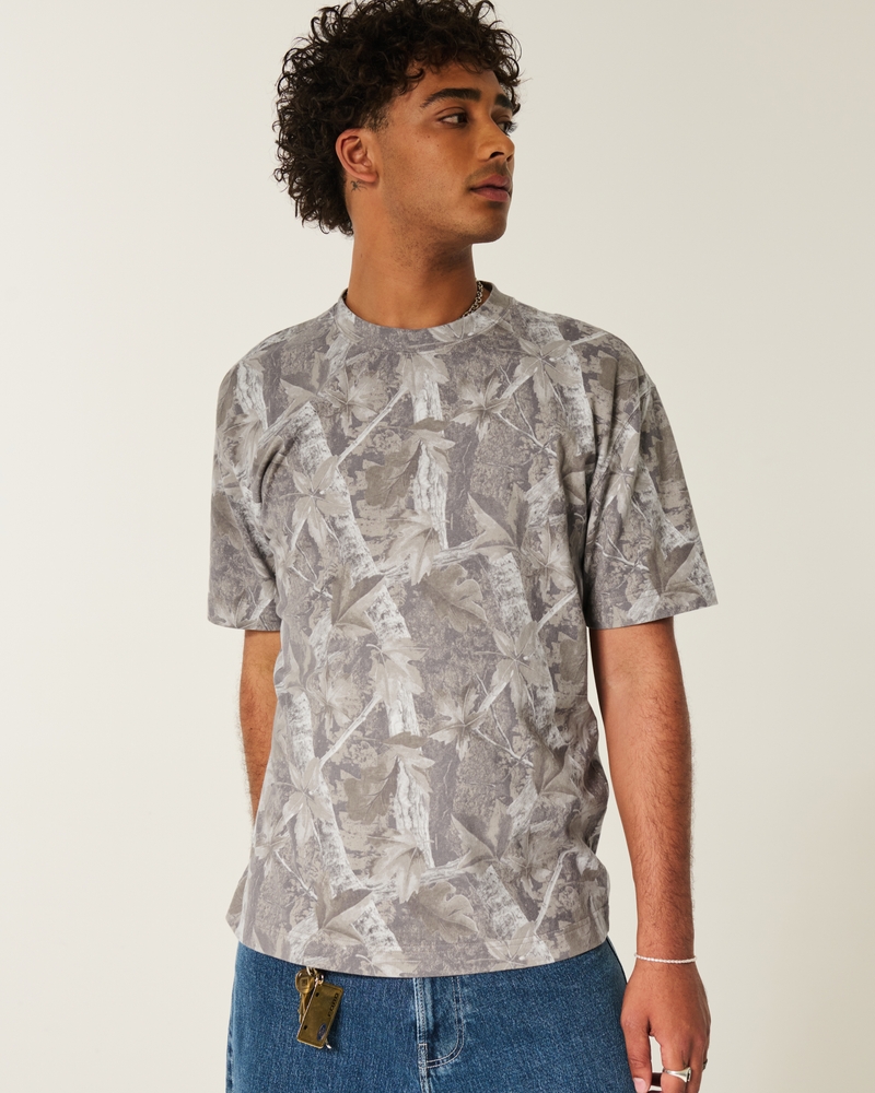 t-shirt girocollo in cotone lavato resistente e dalla vestibilità quadrata