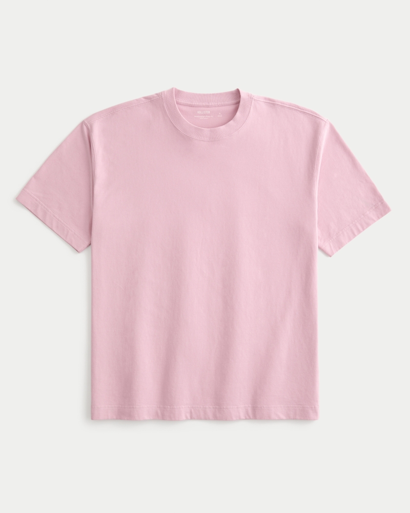 t-shirt girocollo in cotone pesante vestibilità quadrata