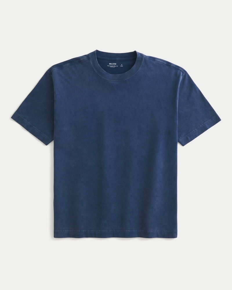 t-shirt girocollo in cotone pesante vestibilità quadrata