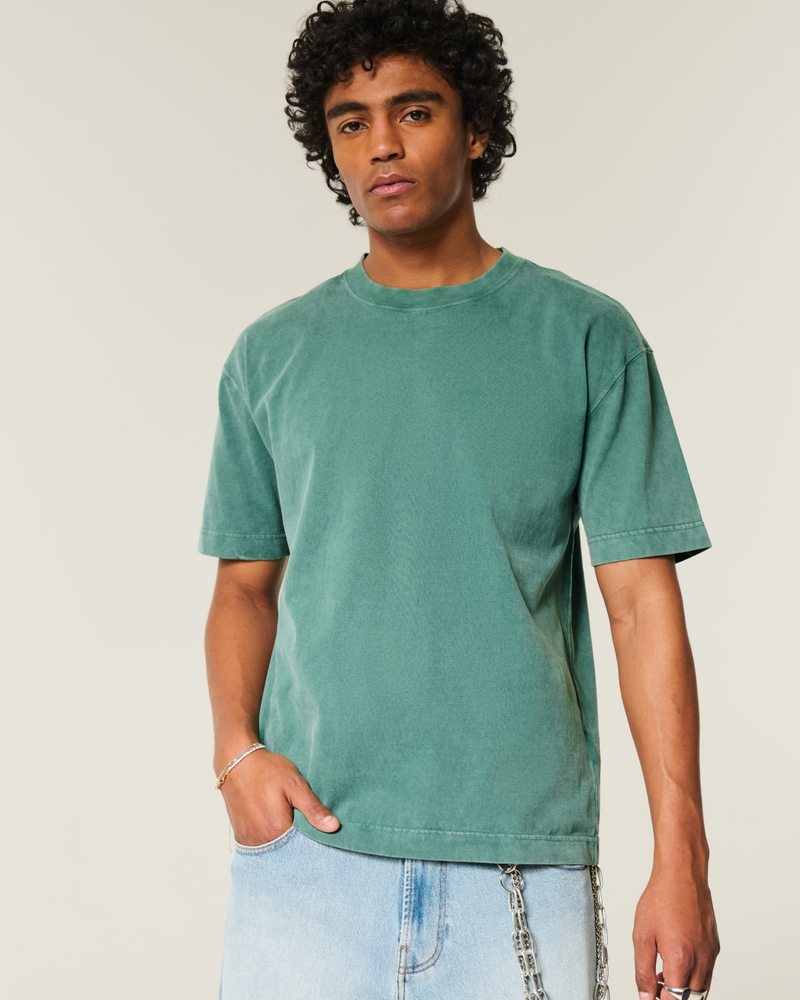 t-shirt girocollo in cotone pesante vestibilità quadrata