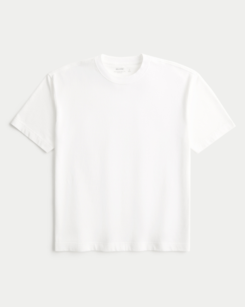 t-shirt girocollo in cotone lavato pesante dalla vestibilità quadrata