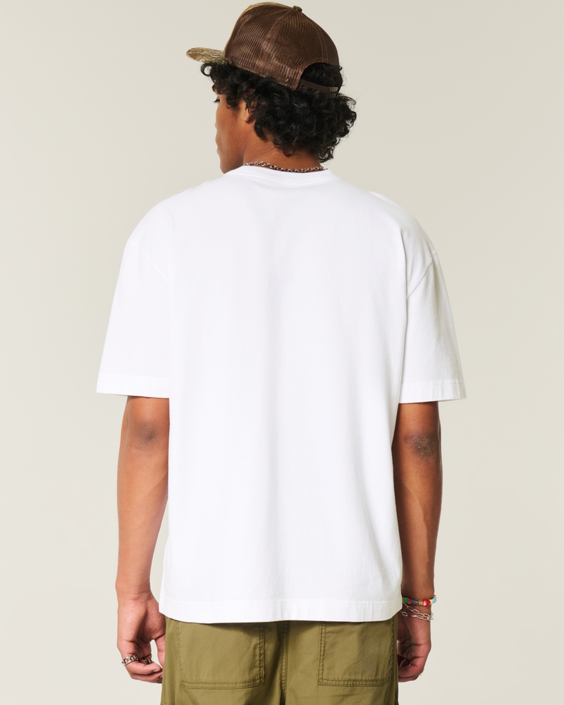 t-shirt girocollo in cotone lavato pesante dalla vestibilità quadrata