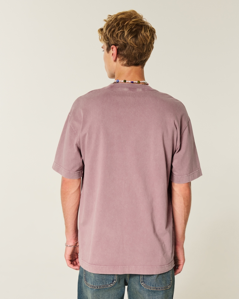 t-shirt girocollo in cotone lavato pesante dalla vestibilità quadrata