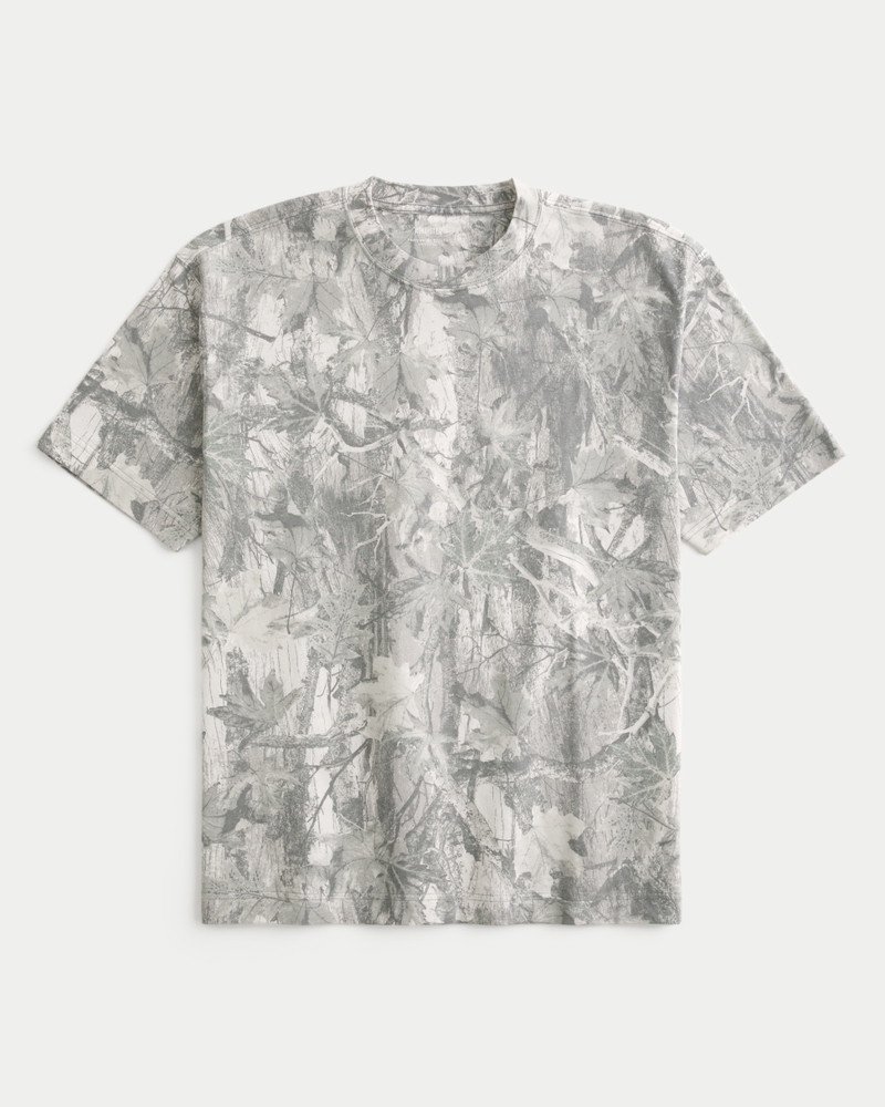 t-shirt girocollo in cotone lavato pesante dalla vestibilità quadrata