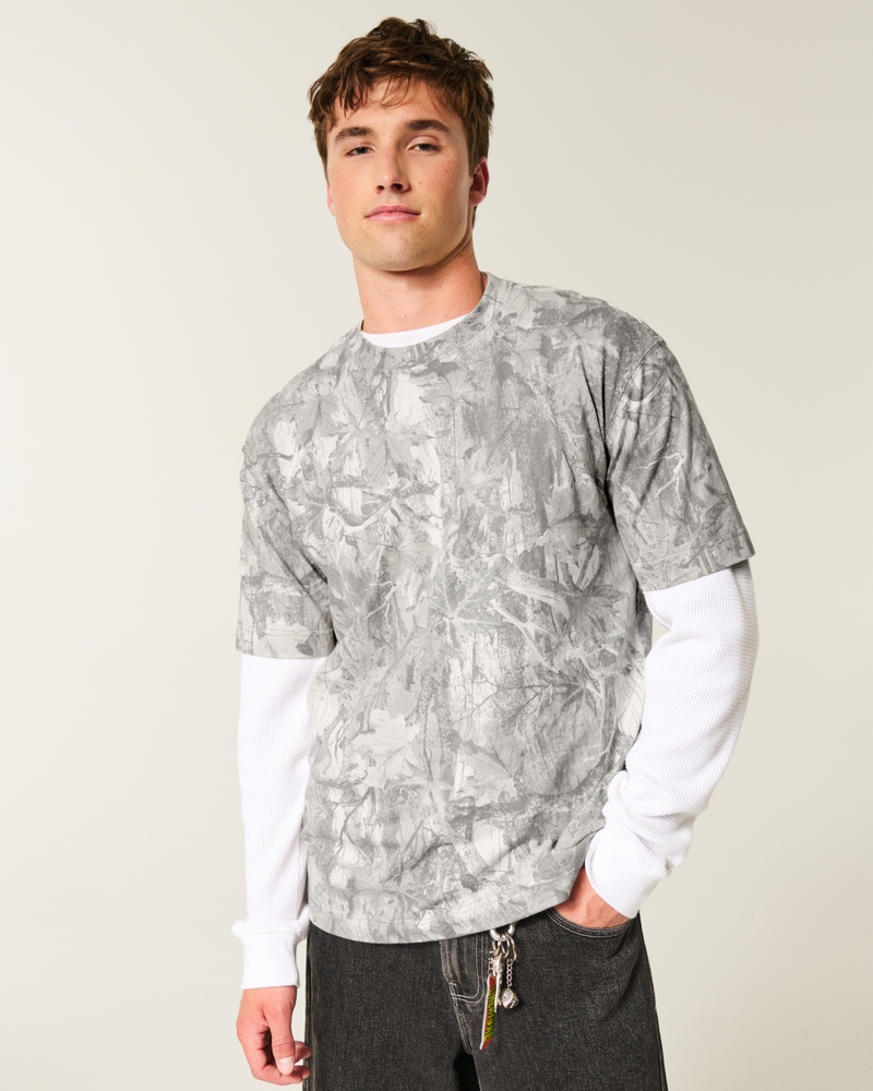 t-shirt girocollo in cotone lavato pesante dalla vestibilità quadrata